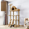 Solid Wood Cat Tree with Bed and Scratching Posts