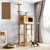 Solid Wood Cat Tree with Bed and Scratching Posts