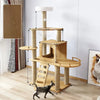 Solid Wood Cat Tree with Bed and Scratching Posts