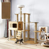 Solid Wood Cat Tree with Bed and Scratching Posts