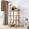 Solid Wood Cat Tree with Bed and Scratching Posts