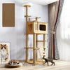 Solid Wood Cat Tree with Bed and Scratching Posts