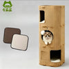 Solid Wood 4-Tier Cat Tree with Enclosed Hideaway