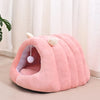 Semi-Enclosed Winter Cat Bed with Slipper-Style Tunnel